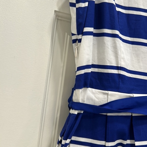 Milly Cobalt Blue & White Striped Collared Dress for Office or Casual sz.10 - Picture 6 of 11